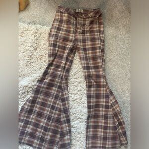 plaid free people flare jeans